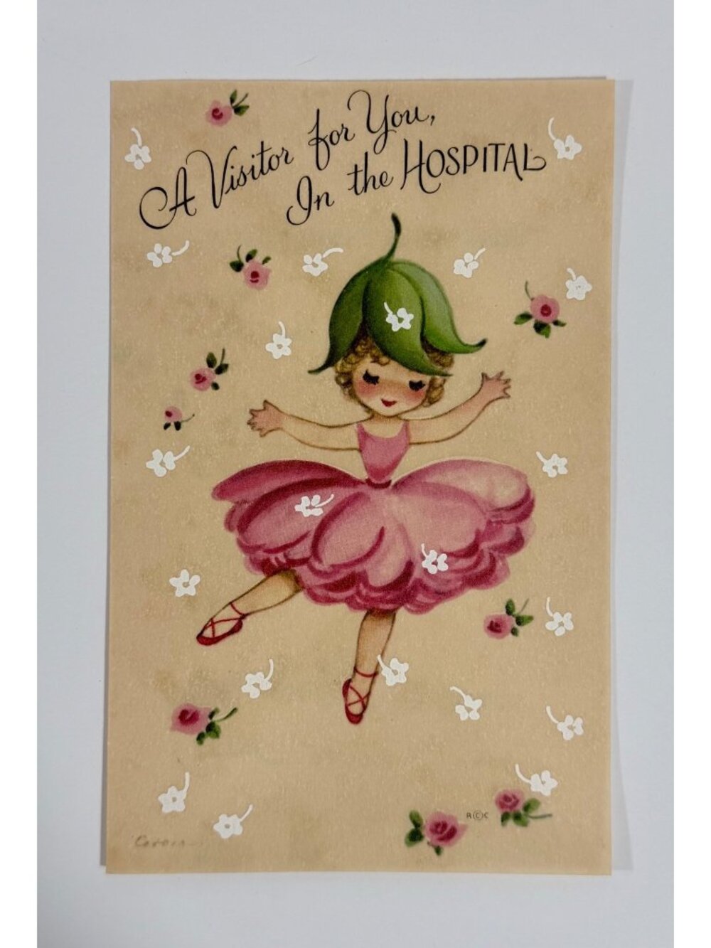 Vintage Rust Craft Get Well Card A Visitor For You In The Hospital Ballerina & F
